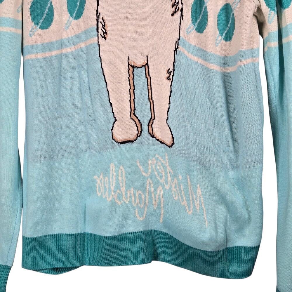 Lil Bub Mister Marbles Sweater Womens 3XL Blue Knit Space Cat Graphic Pullover - Picture 8 of 11